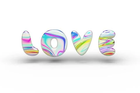 Sweets Candy multi-colored Love word. On a white isolate background. 3D Rende Stock Illustration