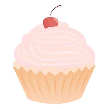 Sweets Cupcake with cherry Stock Illustration