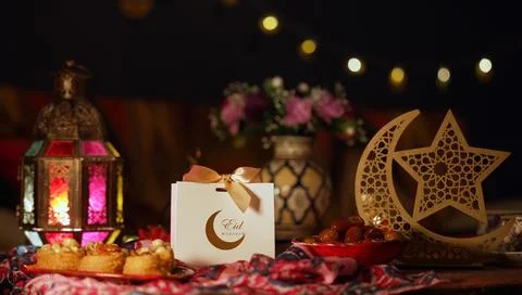 A sweets with a decorative Eid al-Adha gift box 写真素材