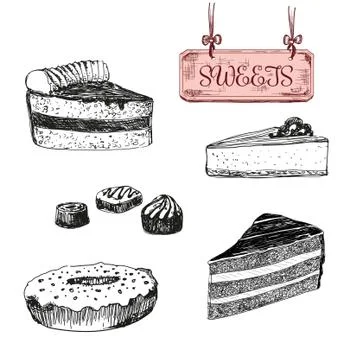 Sweets. Dessert. Stock Illustration