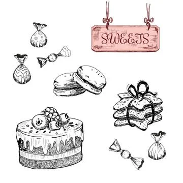 Sweets. Dessert. Stock Illustration