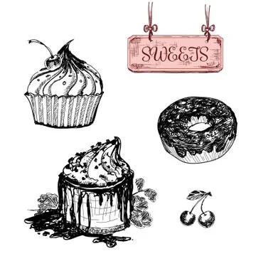 Sweets. Dessert. Stock Illustration