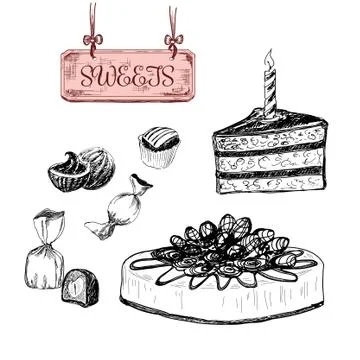 Sweets. Dessert. Stock Illustration