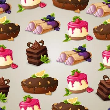 Sweets dessert seamless pattern Stock Illustration