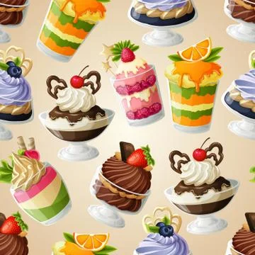 Sweets dessert seamless pattern Stock Illustration