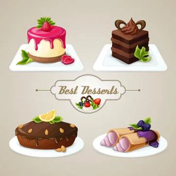 Sweets dessert set Illustrazione stock