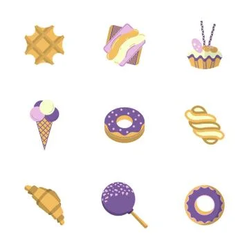 Sweets flat color icons Stock Illustration