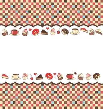 Sweets frame on mosaic Illustrazione stock