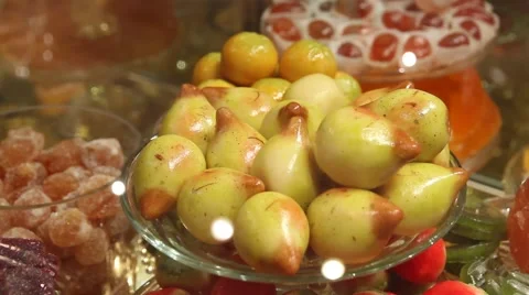 Sweets on a glass plate Stock Footage 62063721