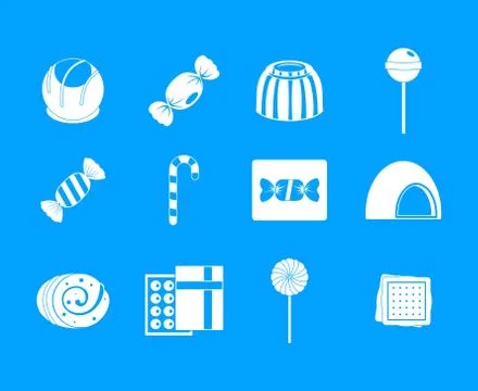 Sweets icon blue set vector Stock Illustration