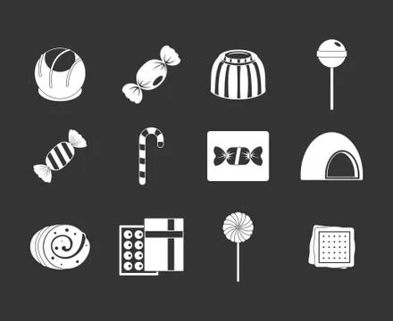 Sweets icon set grey vector Stock Illustration