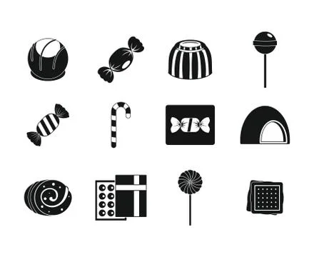 Sweets icon set, simple style Stock Illustration
