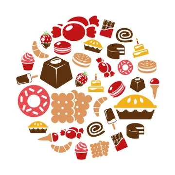 Sweets icons in circle Stock Illustration