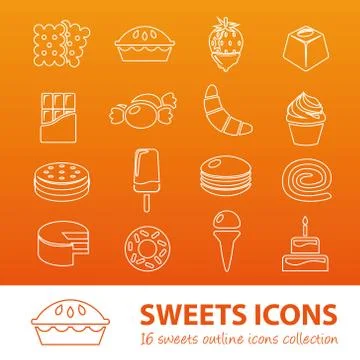 Sweets outline icons Illustrazione stock