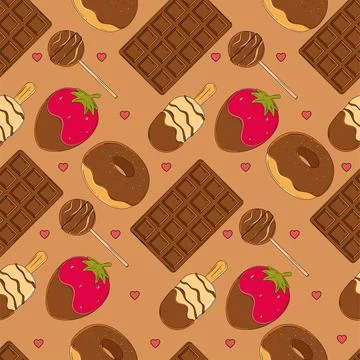 Sweets pattern with donuts. Vector Stock Illustration