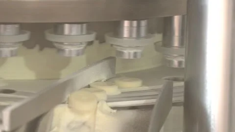 Sweets production process. Conveyor belt with sweets on it Stock Footage 330350963
