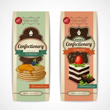 Sweets retro banners vertical Illustrazione stock