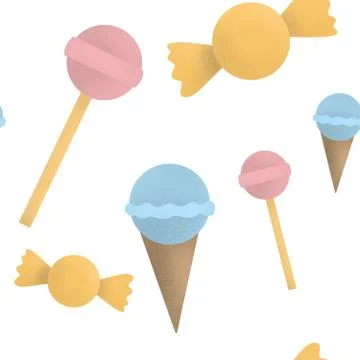 Sweets seamless pattern. ice cream and lollipops illustration Stock Illustration
