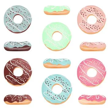 Sweets Set of colored donuts Stock Illustration