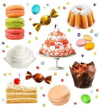 Sweets, set of vector icons Stock Illustration