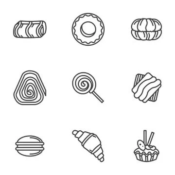 Sweets simple icons set Illustrazione stock