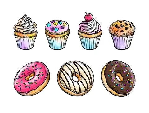 Sweets sketches set. Stock Illustration