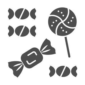 Sweets solid icon, Halloween concept, Candy set sign on white background, sweet 스톡 일러스트