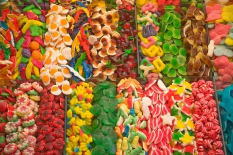 Sweets stand at market Stock Photos