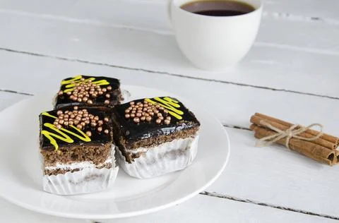 Sweets for tea on a white background. Stock Photos