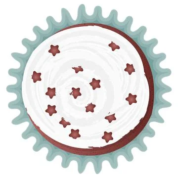 Sweets top view Chocolate cupcake with cream Stock Illustration