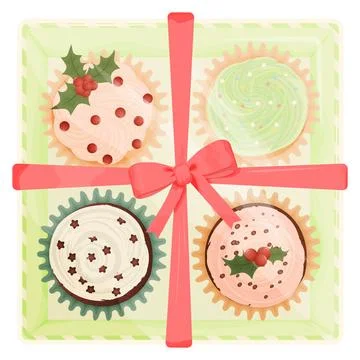 Sweets Top View Cupcake Box Stock Illustration