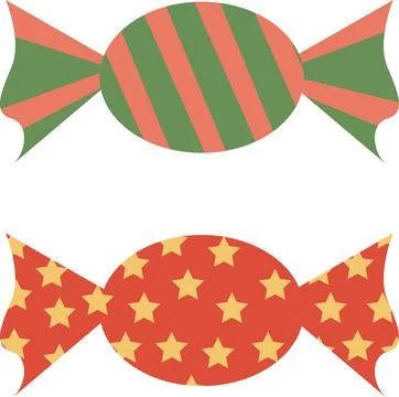 Sweets vector on white background. Candies with lines and stars. Stock Illustration