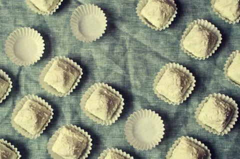 Sweets with white chocolate Stock Photos