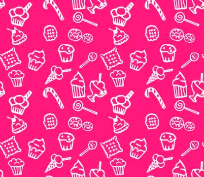 Sweets white vector pattern Stock Illustration