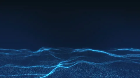The swell of an ocean of blue particles Stock Footage 237525357
