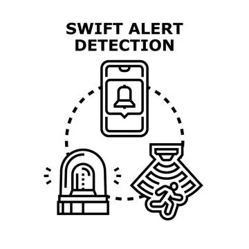 Swift alert detection system notifying security event Ilustração Stock
