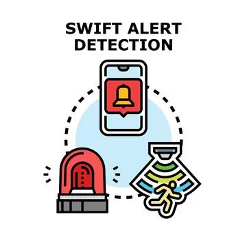 Swift alert detection system notifying security event Ilustração Stock