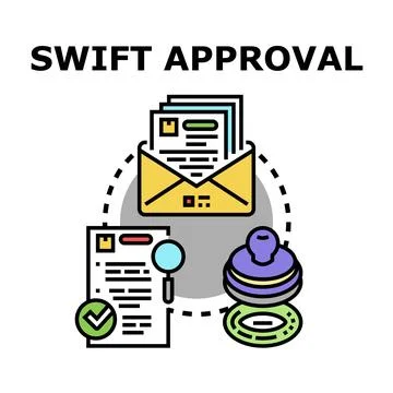 Swift approval concept for quick document verification Stock Illustration