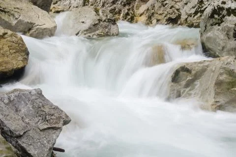 Swift creen with small waterfall in rocky canyon, Mala Fatra NP, Slovakia Stock Photos