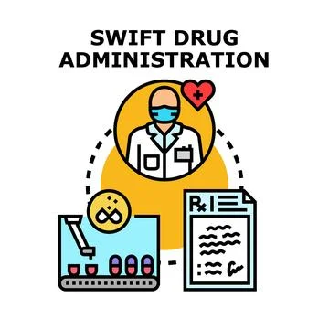 Swift drug administration process delivering medicine concept Stock Illustration