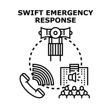 Swift emergency response system communicating urgent public alert Illustrazione stock