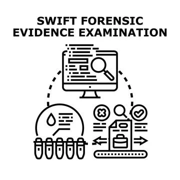 Swift forensic evidence examination process concept Stock-Illustration