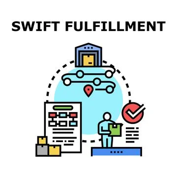 Swift fulfillment concept delivering orders to customers Stock Illustration