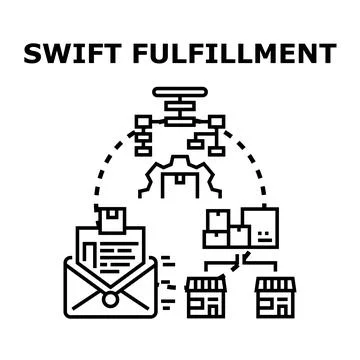 Swift fulfillment process delivering goods to network Stock Illustration