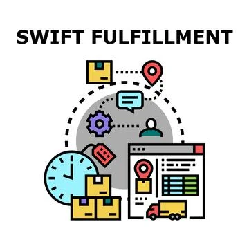 Swift fulfillment process with fast delivery and excellent customer service Stock Illustration