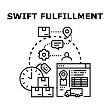 Swift fulfillment process with fast delivery and excellent customer service イラスト素材