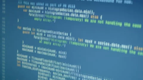 Swift Language Big Data Application Scroll and Typing Code Video stock 167218559