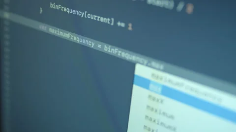 Swift Language Typing Big Data App Code Video stock 167341344