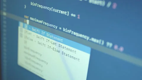 Swift Language Typing Big Data App Code Video stock 167342354