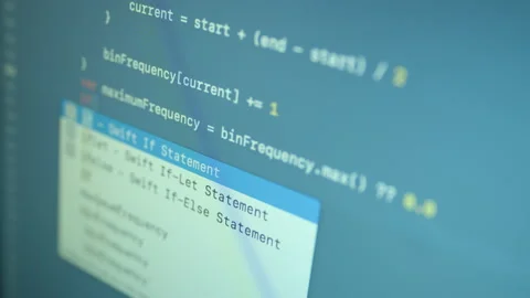 Swift Language Typing Big Data App Code Video stock 167342777